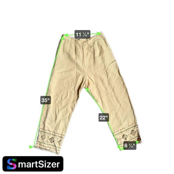 2/$18 SALE! Vintage Joy Peace Capri Pants Womens 8 High Waist Embroidered Beaded - Picture 2 of 11